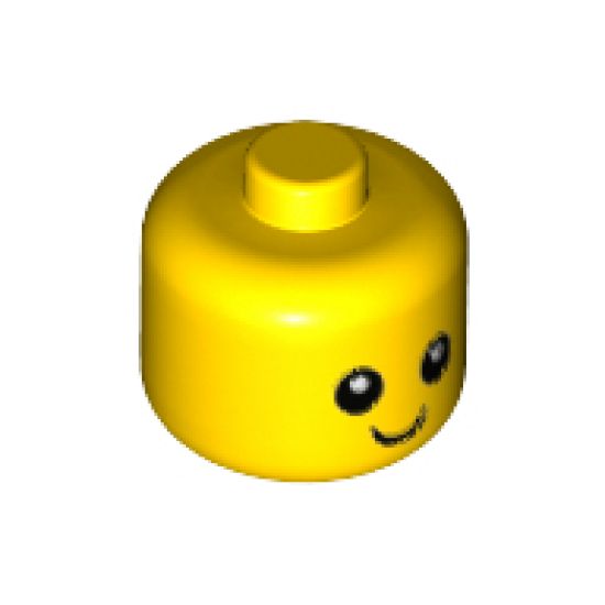 Minifigure, Head Baby / Toddler Black Eyes, White Pupils and Smile Pattern