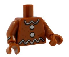 Torso White Icing and Buttons Pattern (Gingerbread Man) / Dark Orange Arms with White Icing Stripe / Dark Orange Hands