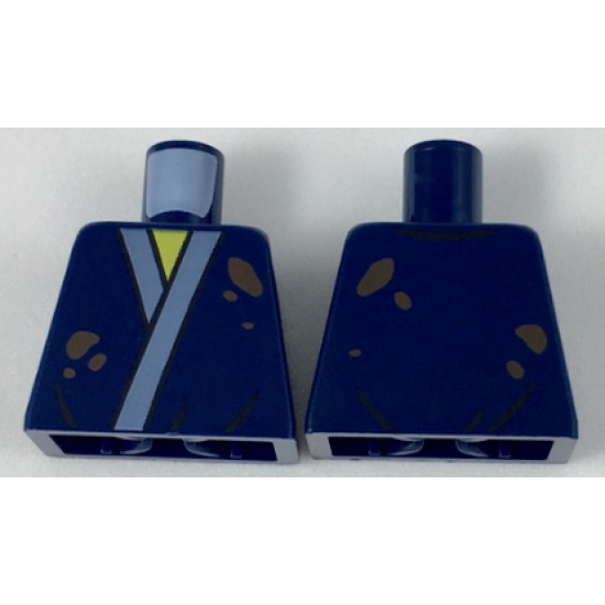 Torso Robe with Sand Blue Trim and Mud Splotches Pattern