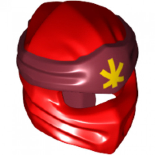 Minifigure, Headgear Ninjago Wrap Type 4 with Dark Red Headband and Yellow Ninjago Logogram 'K' Pattern
