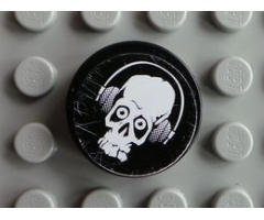 Tile, Round 2 x 2 with Skull with Headphones Pattern (Sticker) - Set 8682