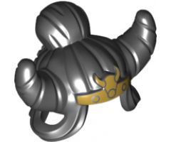 Minifigure, Hair Female with Top Knot Bun and Horns with Gold Bull Head Hair Band Pattern