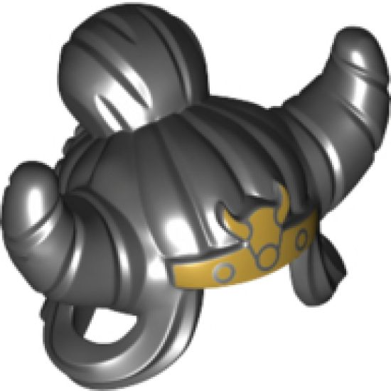 Minifigure, Hair Female with Top Knot Bun and Horns with Gold Bull Head Hair Band Pattern