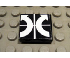 Tile 2 x 2 with White Crossed Lines and Arrows Curved Counterclockwise, Clockwise Pattern (Sticker) - Set 8094