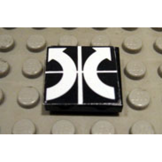 Tile 2 x 2 with White Crossed Lines and Arrows Curved Counterclockwise, Clockwise Pattern (Sticker) - Set 8094