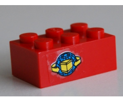 Brick 2 x 3 with Box and Arrows and Globe Pattern on Both Sides (Stickers) - Set 6542