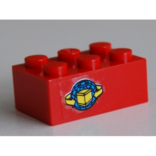 Brick 2 x 3 with Box and Arrows and Globe Pattern on Both Sides (Stickers) - Set 6542