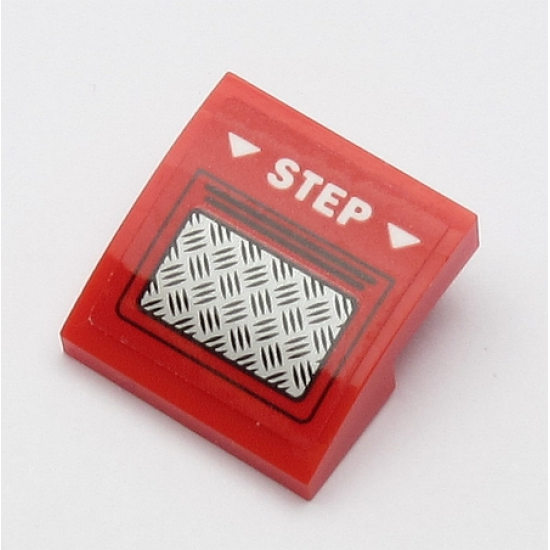 Slope, Curved 2 x 2 with White 'STEP', White Arrows and Silver Tread Plate Pattern (Sticker) - Set 60161