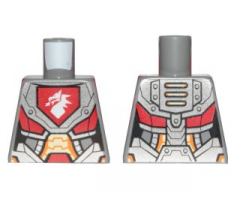 Torso Nexo Knights Armor with Orange and Gold Circuitry and Emblem with White Dragon Pattern