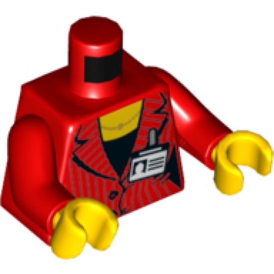 Torso Suit Jacket with Two Buttons, Necklace and Badge Pattern / Red Arms / Yellow Hands