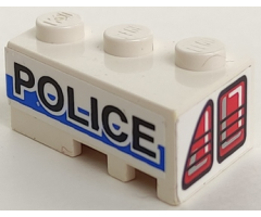 Wedge 3 x 2 Left with Taillights and 'POLICE' on White/Blue Background Pattern (Stickers) - Set 8230