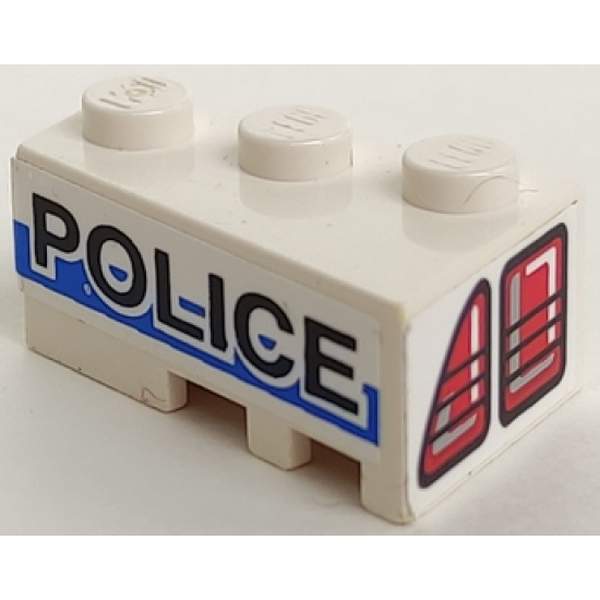 Wedge 3 x 2 Left with Taillights and 'POLICE' on White/Blue Background Pattern (Stickers) - Set 8230
