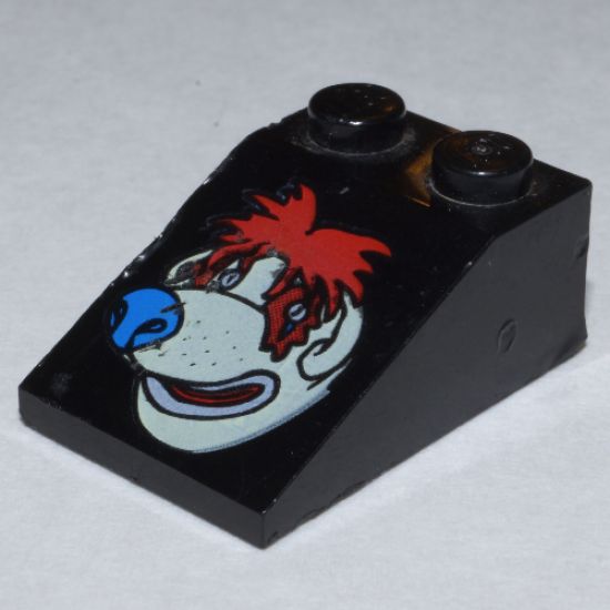 Slope 33 3 x 2 with McDonald's Character with Red Hair and Blue Nose Pattern (Sundae the Dog)