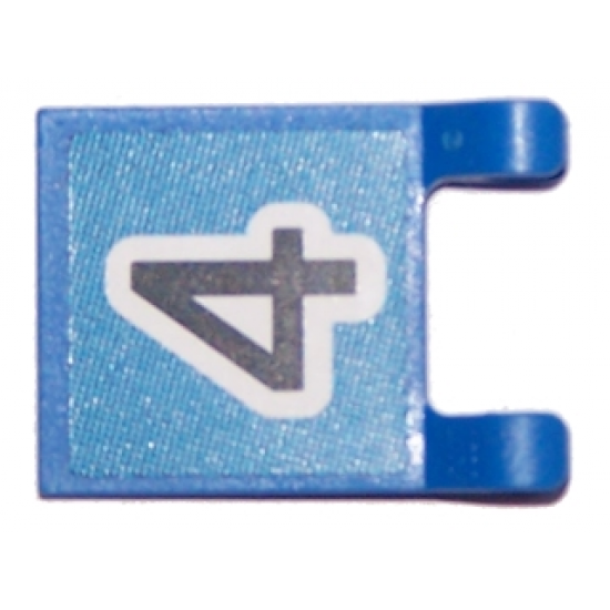 Flag 2 x 2 Square with Black Number 4 on Blue Background Pattern (Sticker) - Sets 3420 / 3425