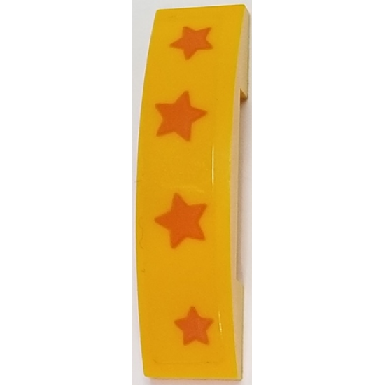 Slope, Curved 4 x 1 Double with 4 Orange Stars Pattern (Sticker) - Set 40228