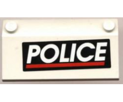 Slope 33 3 x 6 with Inner Walls with White 'POLICE' Red Line on Black Background Pattern (Sticker) - Set 4012