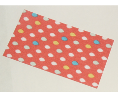 Duplo, Cloth Towel 3 x 6 with Blue and Yellow Drops on Coral Background Pattern