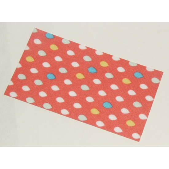 Duplo, Cloth Towel 3 x 6 with Blue and Yellow Drops on Coral Background Pattern