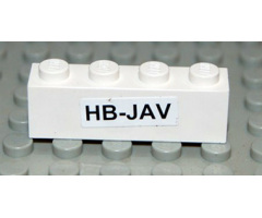 Brick 1 x 4 with Black 'HB-JAV' on White Pattern (Sticker) - Set 4032-8