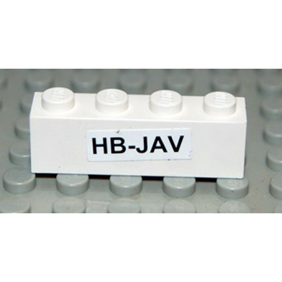 Brick 1 x 4 with Black 'HB-JAV' on White Pattern (Sticker) - Set 4032-8