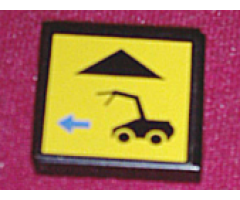 Tile 2 x 2 with Black Car and Blue Arrow Left Pattern (Sticker) - Set 8480