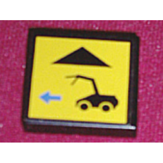 Tile 2 x 2 with Black Car and Blue Arrow Left Pattern (Sticker) - Set 8480
