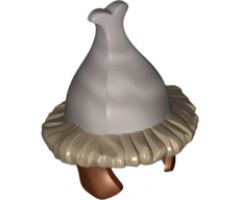 Minifigure, Headgear Helmet with 2 Reddish Brown Side Flaps, Brim and Silver Top with Spade Pattern