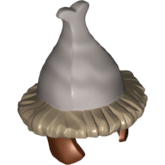 Minifigure, Headgear Helmet with 2 Reddish Brown Side Flaps, Brim and Silver Top with Spade Pattern