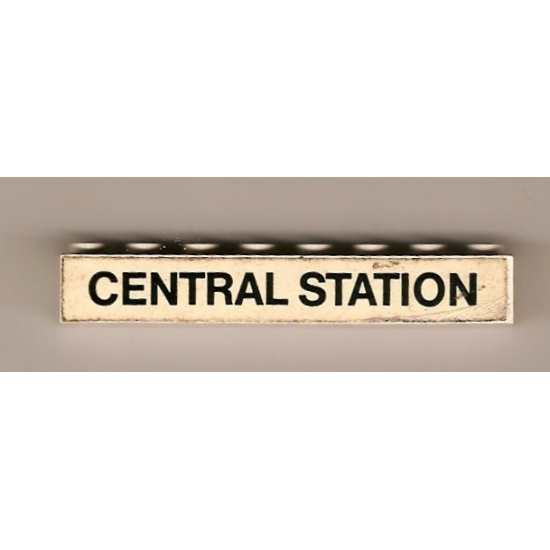 Brick 1 x 8 with Black 'CENTRAL STATION' Pattern (Sticker) - Set 148