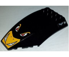 Windscreen 10 x 6 x 2 Curved with Angry Penguin Face, Bat Logo and 4 Tickmarks Pattern (Stickers) - Set 7885