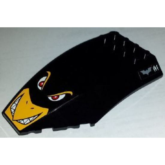Windscreen 10 x 6 x 2 Curved with Angry Penguin Face, Bat Logo and 4 Tickmarks Pattern (Stickers) - Set 7885