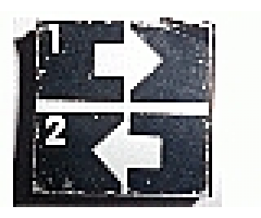 Tile 2 x 2 with White Number 1, Number 2, Crossed Lines, and Arrows Right, Left Pattern (Sticker) - Set 8094