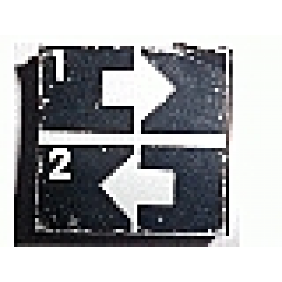Tile 2 x 2 with White Number 1, Number 2, Crossed Lines, and Arrows Right, Left Pattern (Sticker) - Set 8094