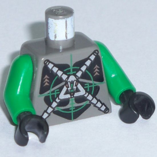 Torso Space Insectoids Silver X on Green Verniers Pattern / Green Arms / Black Hands