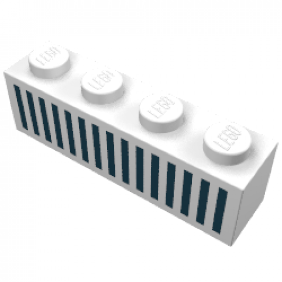 Brick 1 x 4 with Black Grille Pattern - 15 Bars