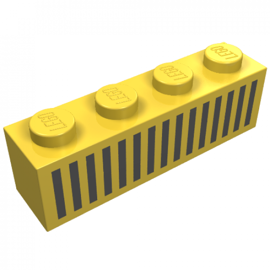 Brick 1 x 4 with Black Grille Pattern - 15 Bars