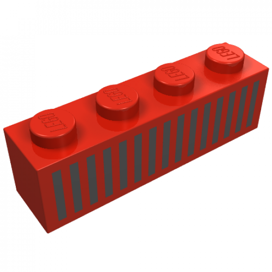 Brick 1 x 4 with Black Grille Pattern - 15 Bars