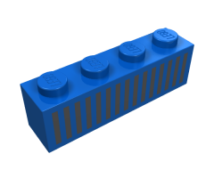 Brick 1 x 4 with Black Grille Pattern - 15 Bars
