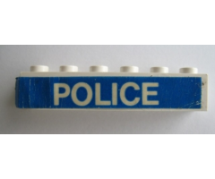 Brick 1 x 6 with White 'POLICE' on Blue Background Pattern (Sticker) - Set 364