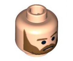 Minifigure, Head Beard Brown, Black Pupils and Frown Pattern - Blocked Open Stud