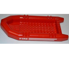 Boat Rubber Raft, Large with 'FIRE' and White Stripes Pattern on Both Sides (Stickers) - Set 7213