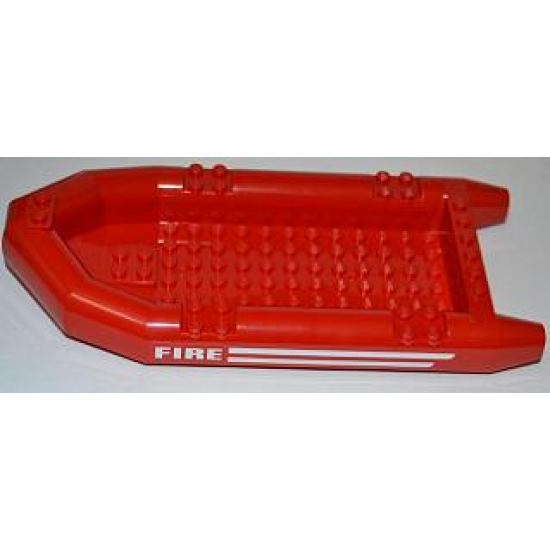 Boat Rubber Raft, Large with 'FIRE' and White Stripes Pattern on Both Sides (Stickers) - Set 7213