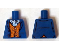 Torso LotR Coat with Orange Vest with Buttons and White and Light Blue Scarf Pattern (Bilbo Baggins)