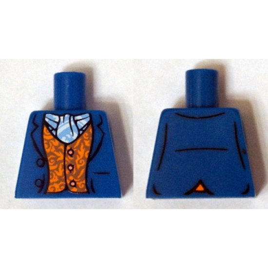 Torso LotR Coat with Orange Vest with Buttons and White and Light Blue Scarf Pattern (Bilbo Baggins)