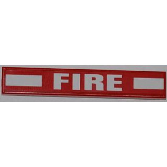 Tile 1 x 6 with 2 White Rectangles and White 'FIRE' Pattern (Sticker) - Set 7213