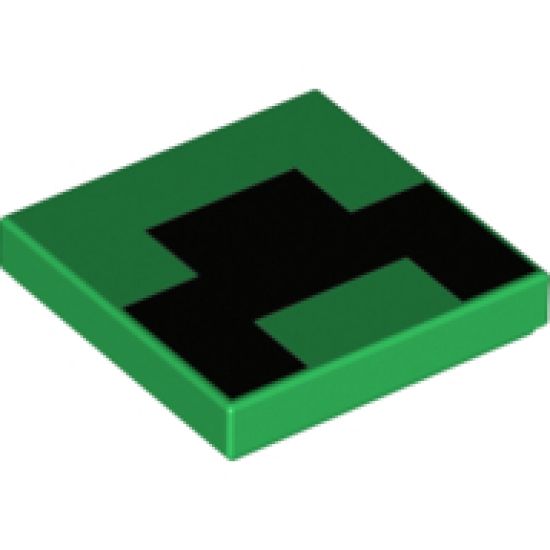 Tile 2 x 2 with Pixelated Black Pattern (Minecraft Creeper Mouth)