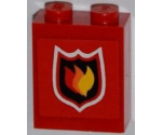 Brick 1 x 2 x 2 with Inside Axle Holder with Fire Logo Badge Small Pattern (Sticker) - Set 7213