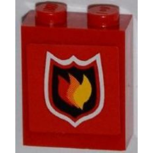 Brick 1 x 2 x 2 with Inside Axle Holder with Fire Logo Badge Small Pattern (Sticker) - Set 7213