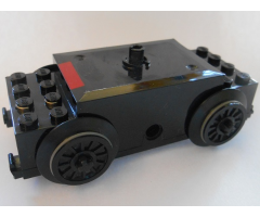 Electric, Train Motor 9V RC Train with Red Stripe Pattern with Black Axles and Wheels (x1688pb01 / 3706 / 55423c01)