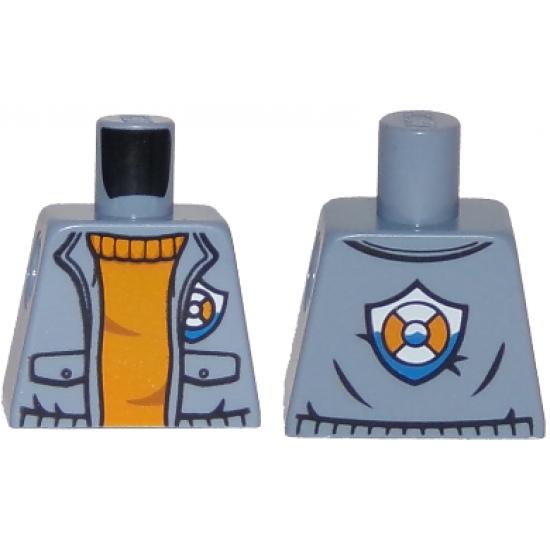 Torso Coast Guard, Jacket with Pockets and Coast Guard Logo Badge over Crew Neck Sweater Pattern